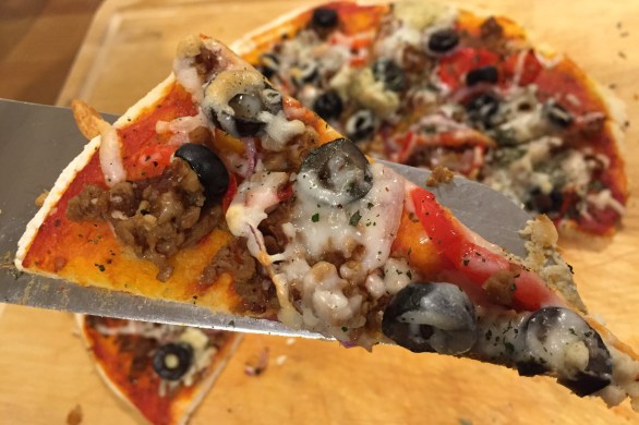 gluten-free pizza with roasted veggies