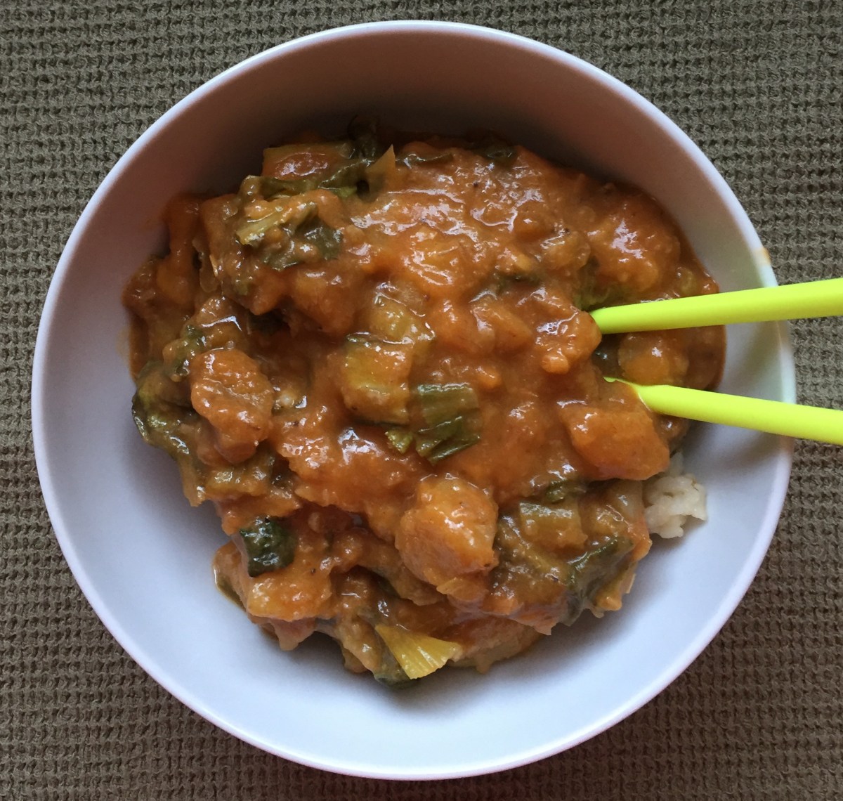 Thai Red Curry with Plantains and Bok Choy