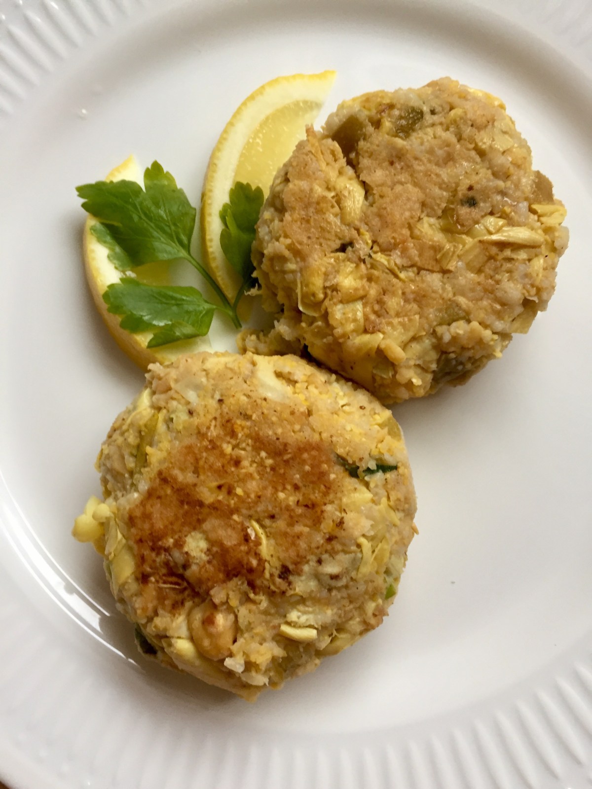 "Fish" Cakes with Chickpeas and Artichoke Hearts